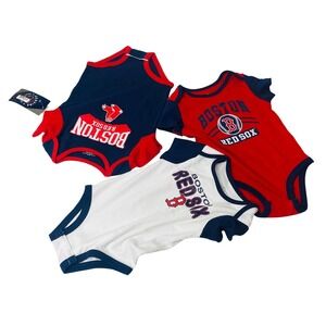 MLB Boston Red Sox 3 Piece Bodysuit Set Red White Navy New Infant 18M